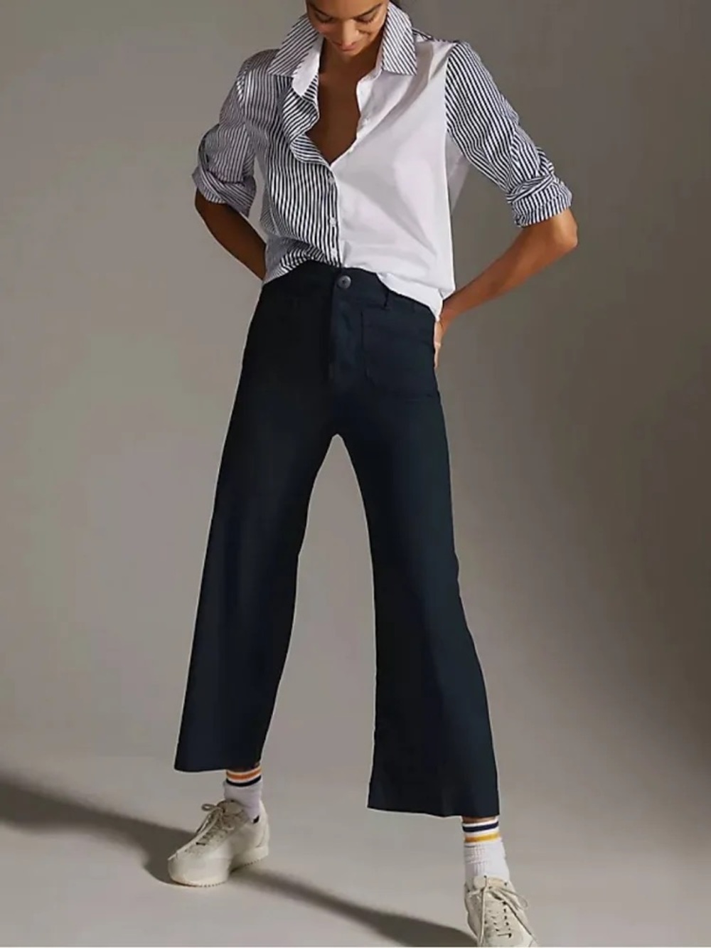 Maeve Wide-Leg High-Rise Jeans in Deep Navy